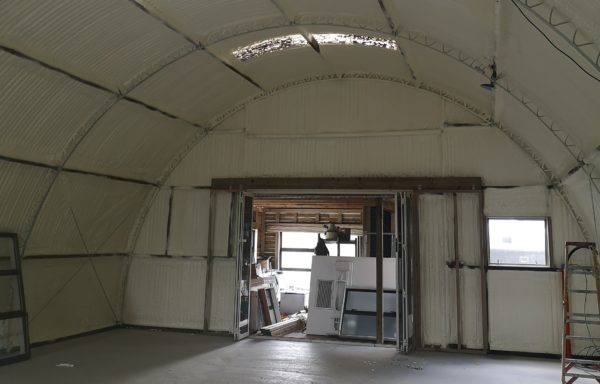 Polyurethane Spray Foam Insulation applied to a barn interior